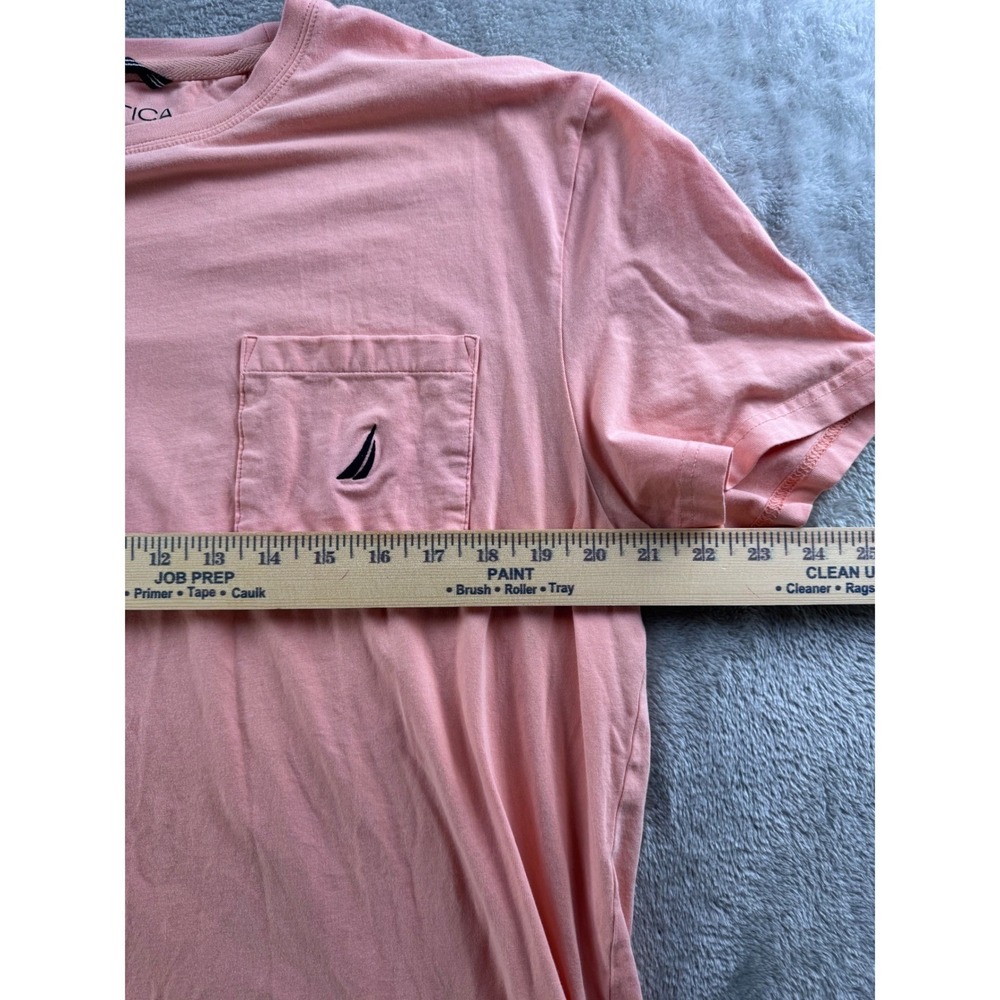 Nautica Performance Pocket Tee Shirt Mens XL Pink Cotton Stretch Logo Crewneck - Picture 3 of 5
